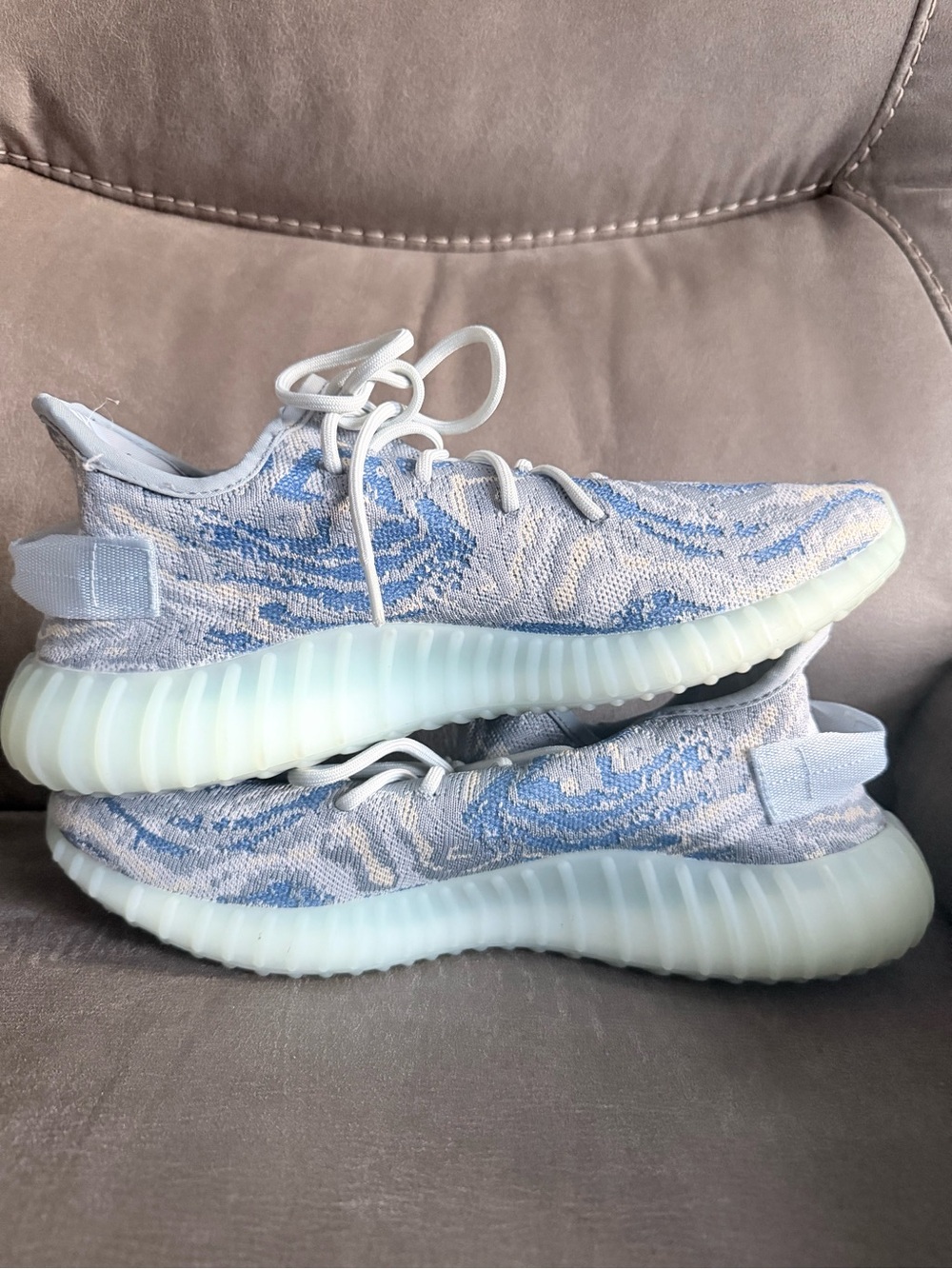 Kids Light Blue Knit Athletic Sneakers